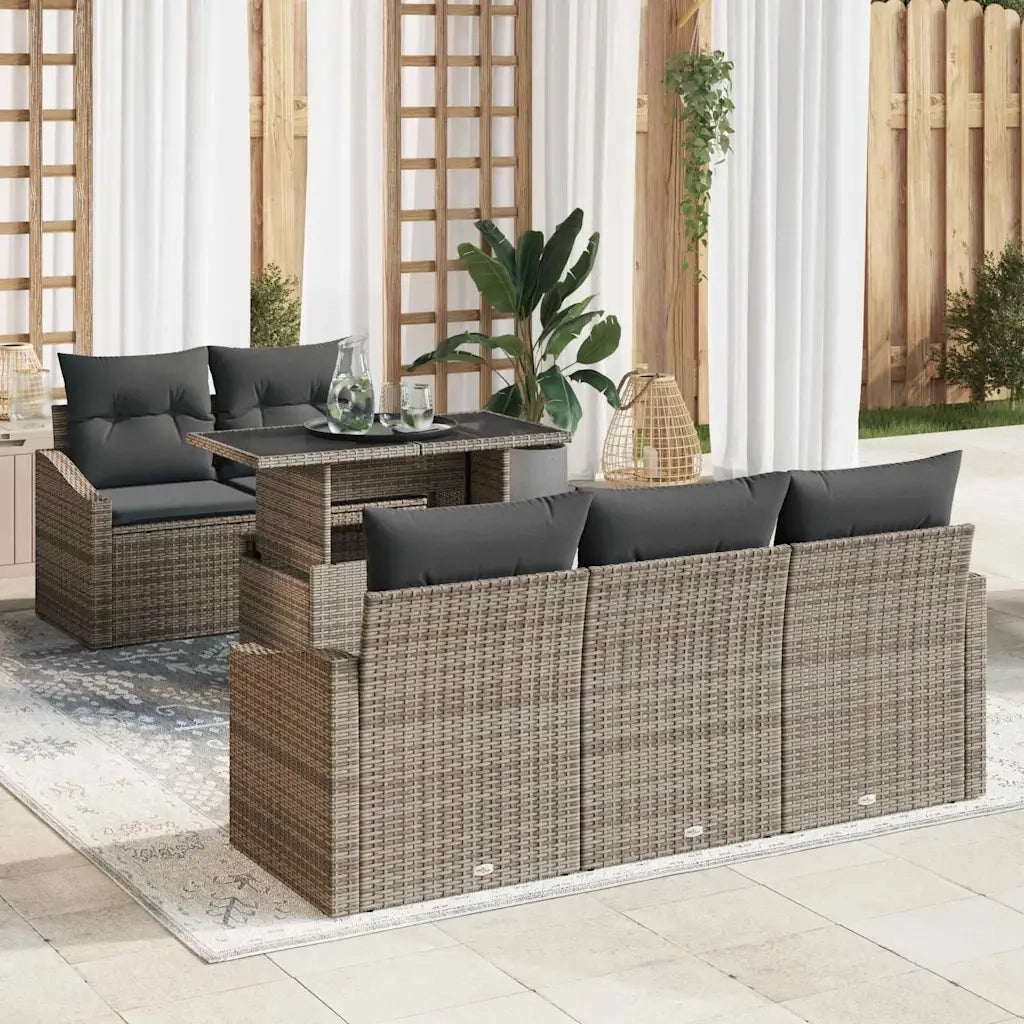 Set Divano da Giardino 6 pcs Grigio Poly Rattan 3357652