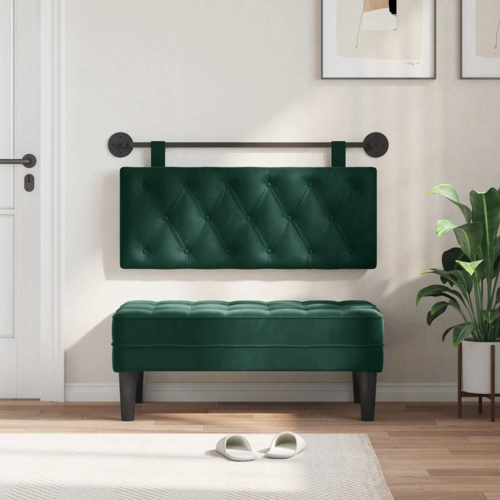 Testiera | Testata sospesa Con luce LED Verde Scuro Velluto