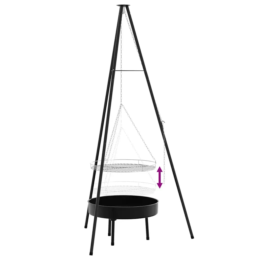 Treppiede da Campeggio 3 pcs Nero Acciaio 42010332