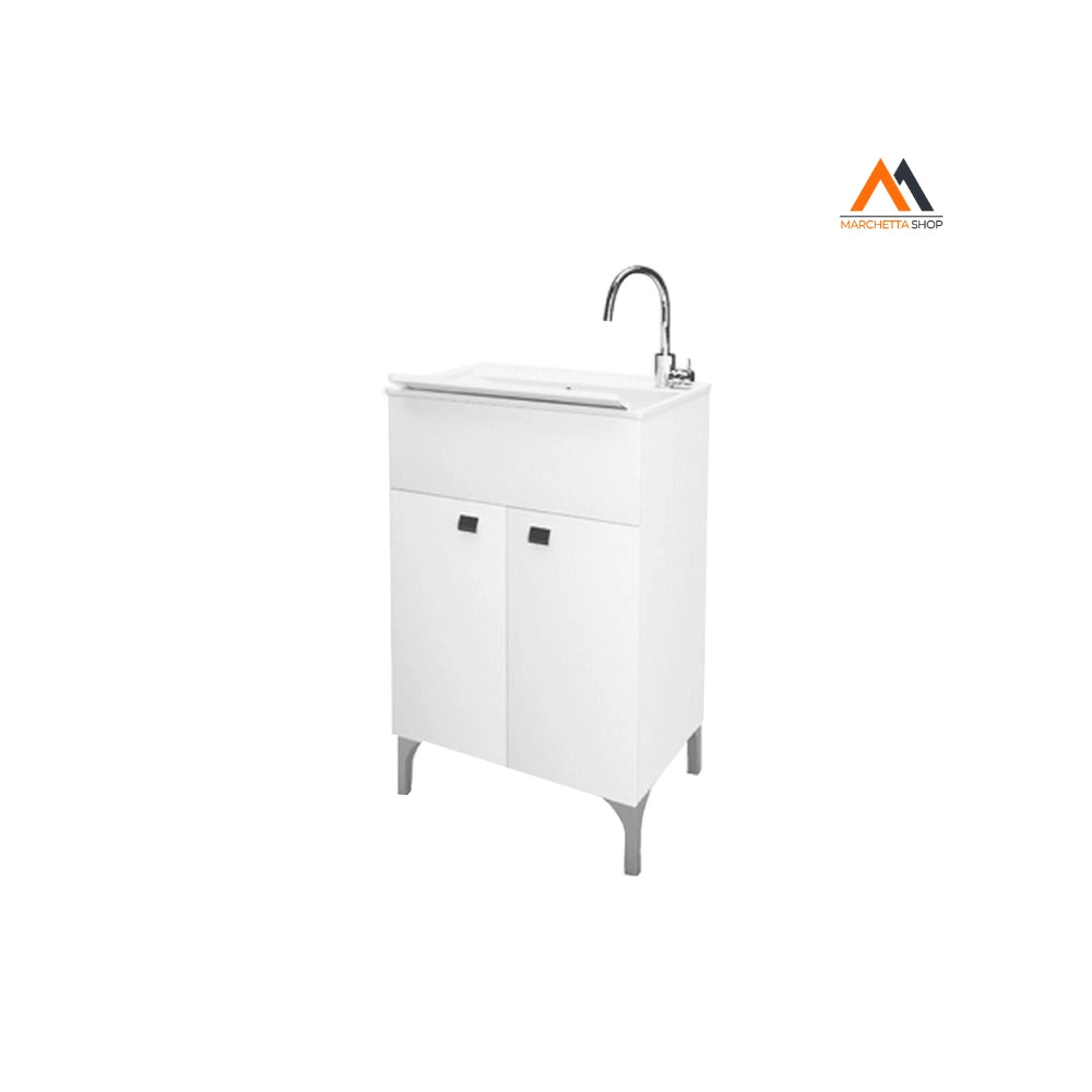 MOBILE LAVATOIO ANTA DOPPIA cm 50 x 50 x h.83 - bianco lucid