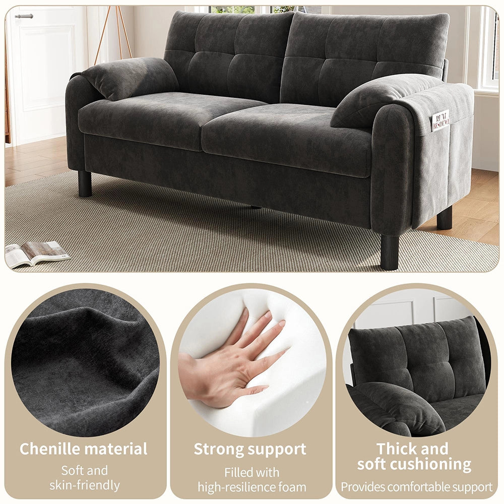 Divano 2 posti - Xylo - Chenille, stile scandinavo, grigio