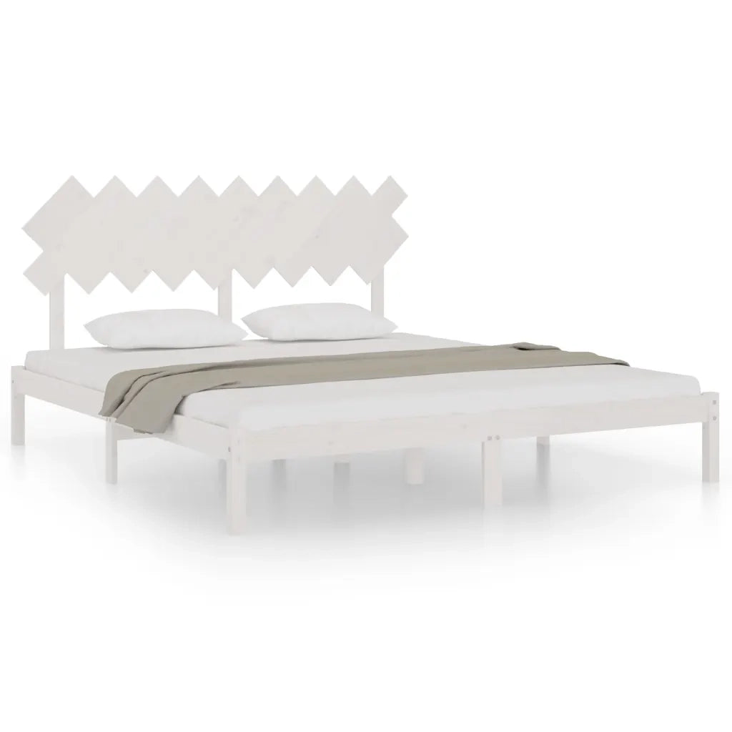 Giroletto-Struttura Letto Bianco 180x200 cm Super King in Legno Massello 625884
