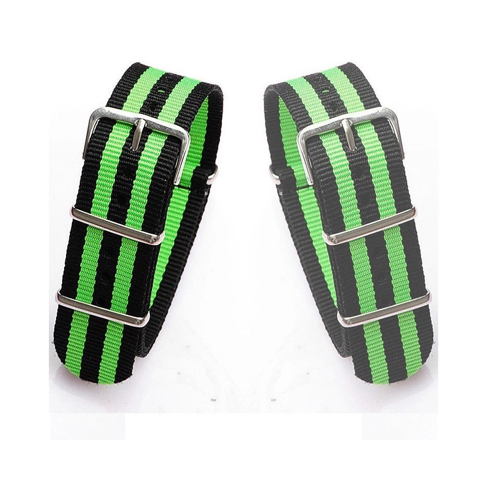Trade Shop - Cinturino In Nylon Universale Ricambio Orologio Larghezza 20mm Nero Verde -