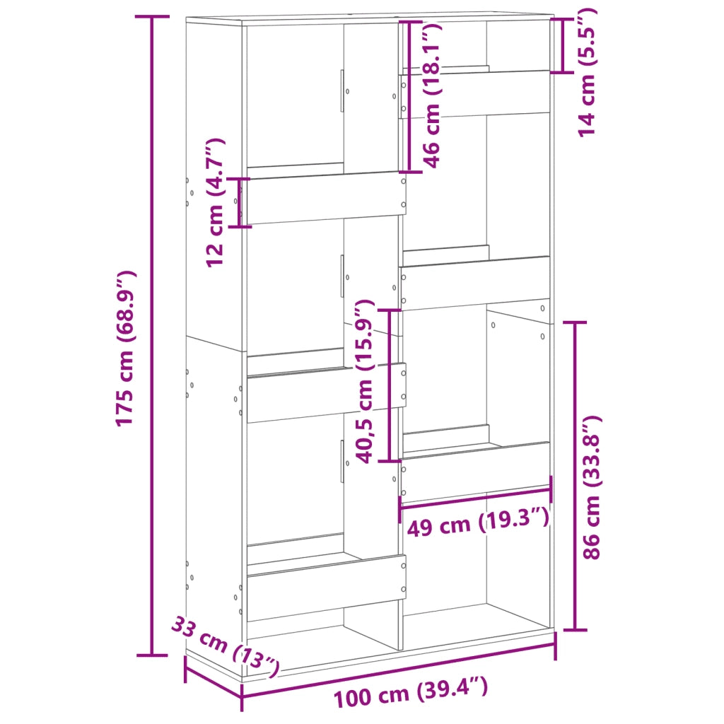 Divisorio Ambienti | Divider per stanze | Paravento Nero 100x33x175 cm in Truciolato