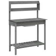 Tavolo da giardinaggio con lavello in legno massello di abete per giardino 147,5 x 44 x 139,5 cm pratico moderno grigio 02_0046209