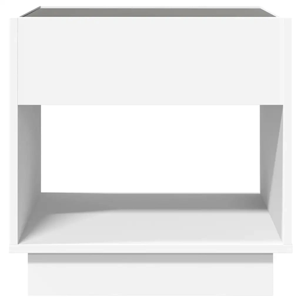 Comodino | Armadio da Notte | Mobiletto da notte con LED Infinity Bianco 50x50x50 cm