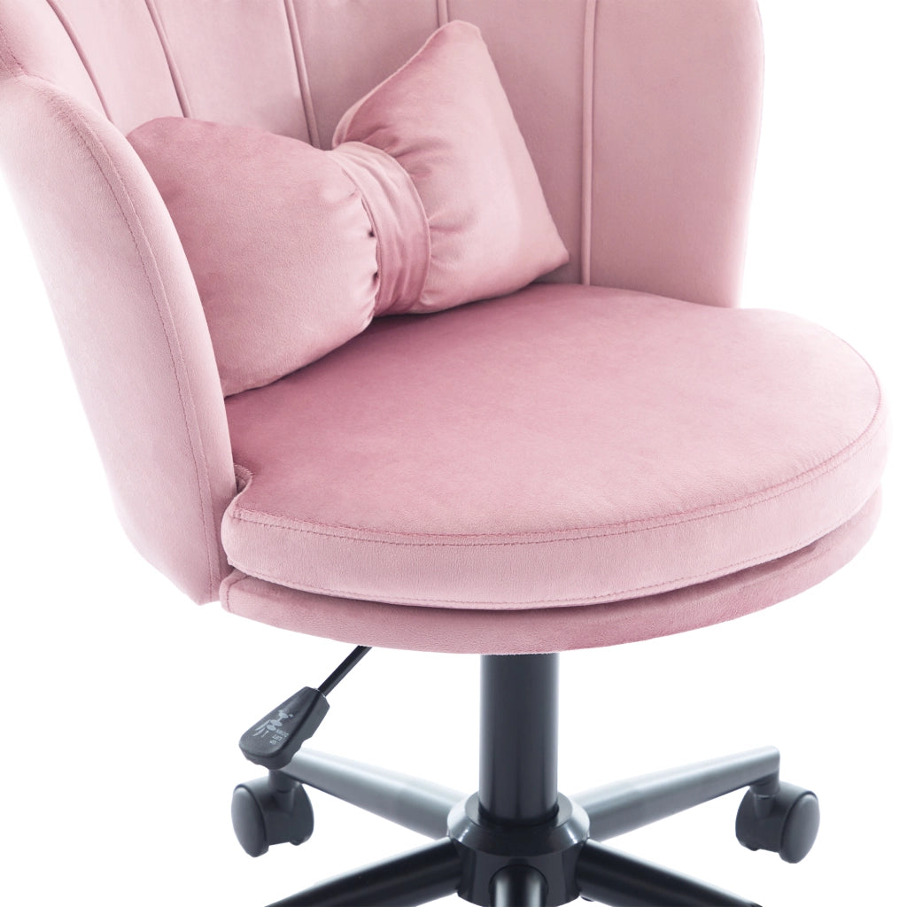 Sedia da ufficio girevole - con altezza regolabile e supporto lombare - in velluto rosa