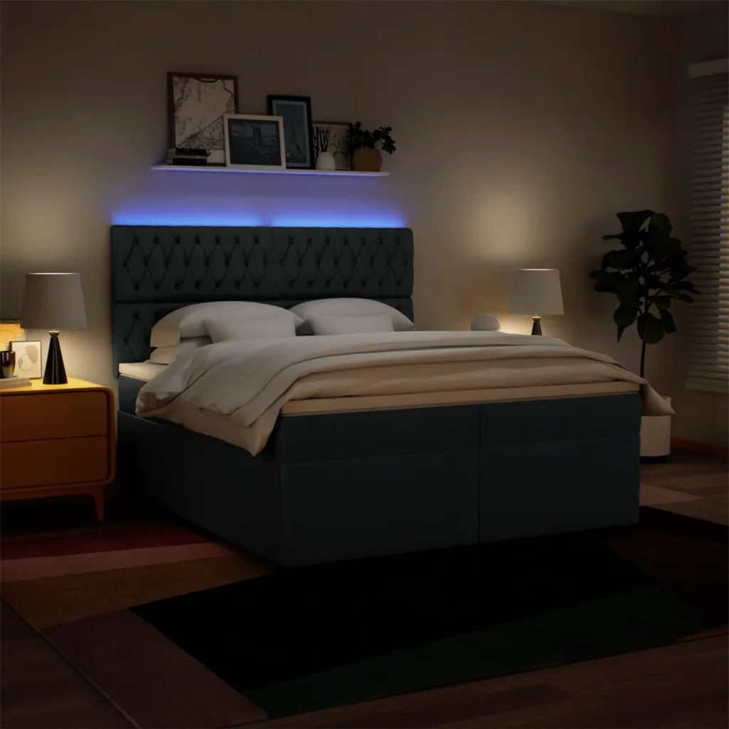 Giroletto a Molle con Materasso Blu 200x200 cm in Tessuto 3292908