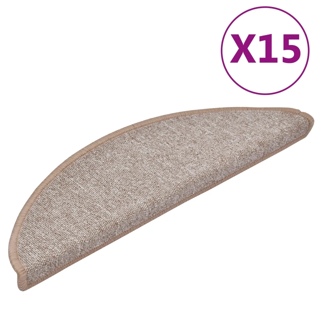 Tappetini per scale 15 pz | Gradini per Scale 56x17x3 cm Marrone chiaro Semicircolari