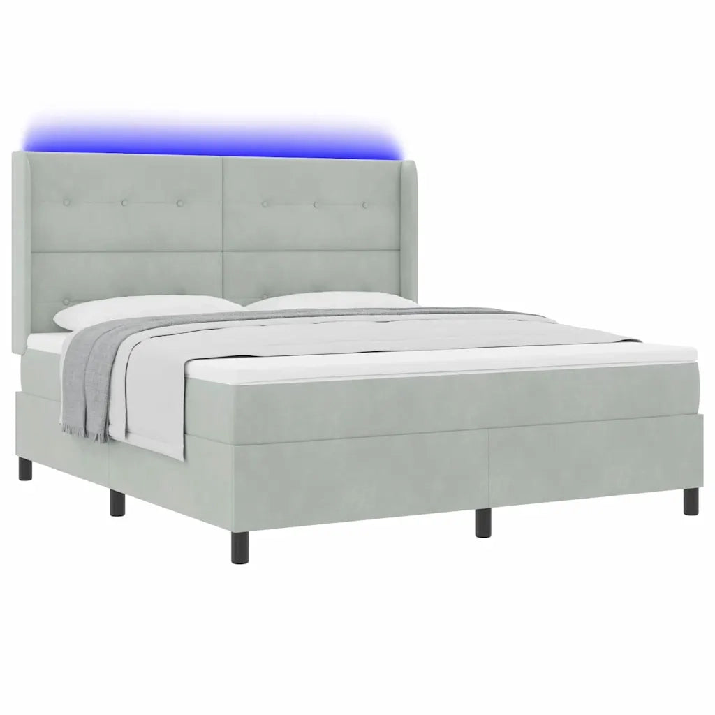 Letto a molle con testiera Grigio chiaro 180 x 200 cm Velluto 3343880