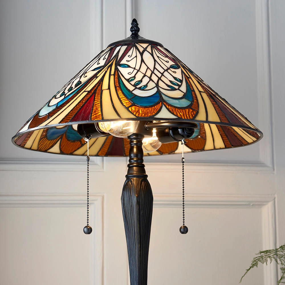 Lampada da tavolo Tiffany Hector vetro 2xE27 dimmer