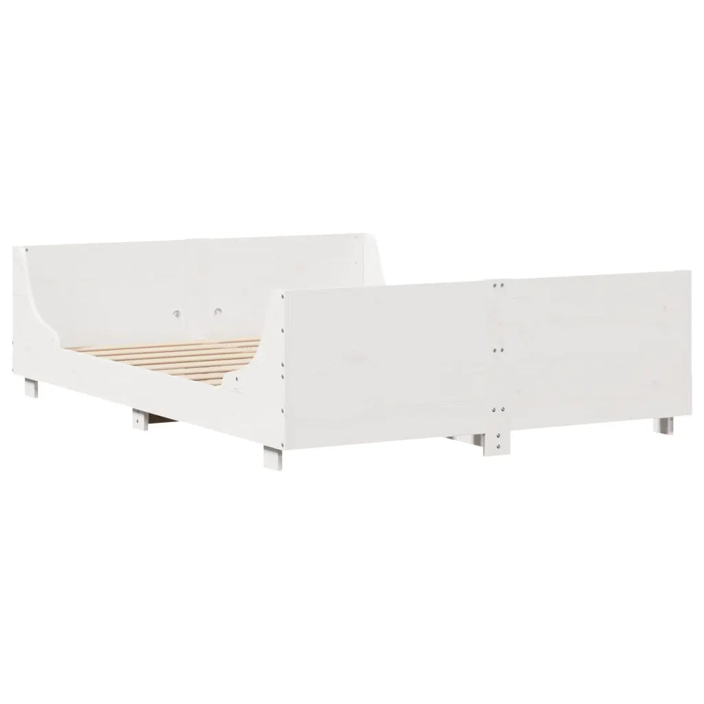 Letto senza Materasso-Struttura Letto Bianco 120x200 cm Legno Massello di Pino 167240