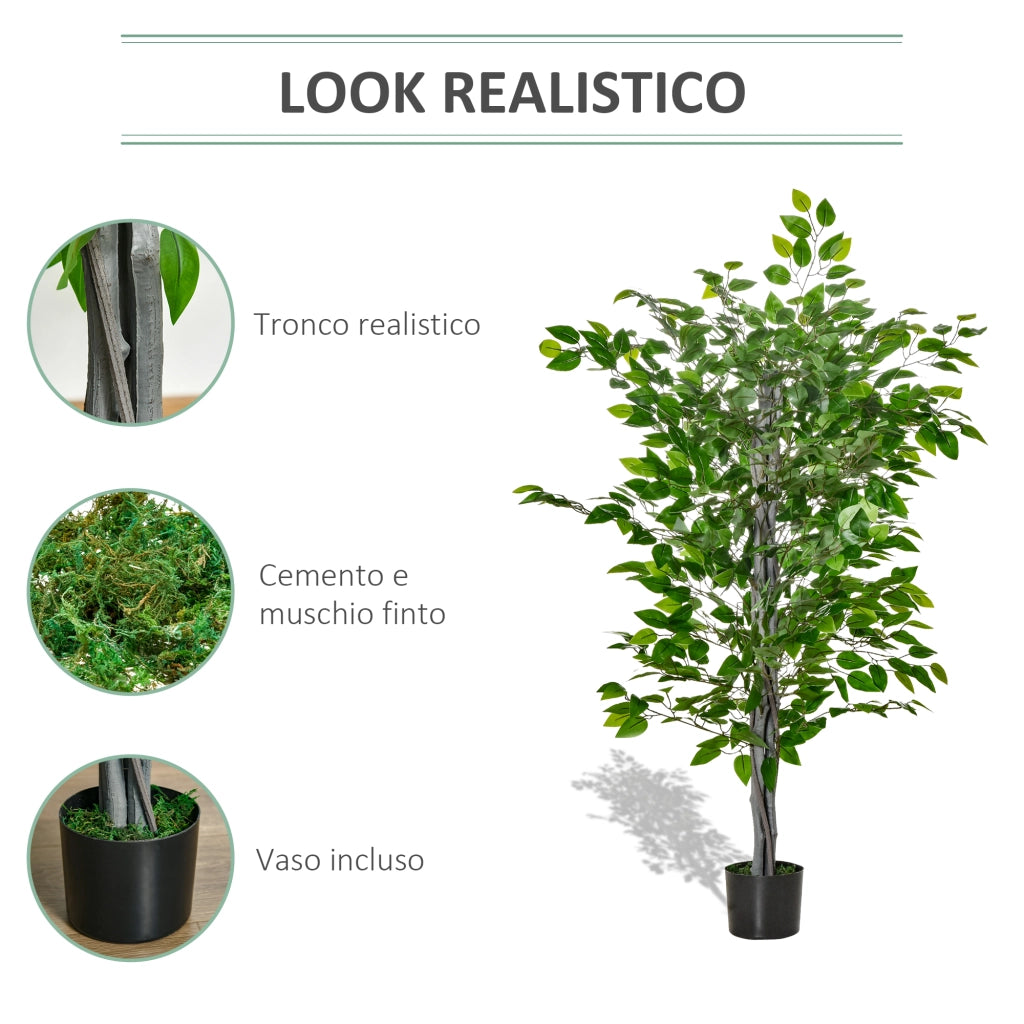 Ficus Artificiale 135cm ¨C Xylo ¨C Verde con Vaso per Interno/Esterno