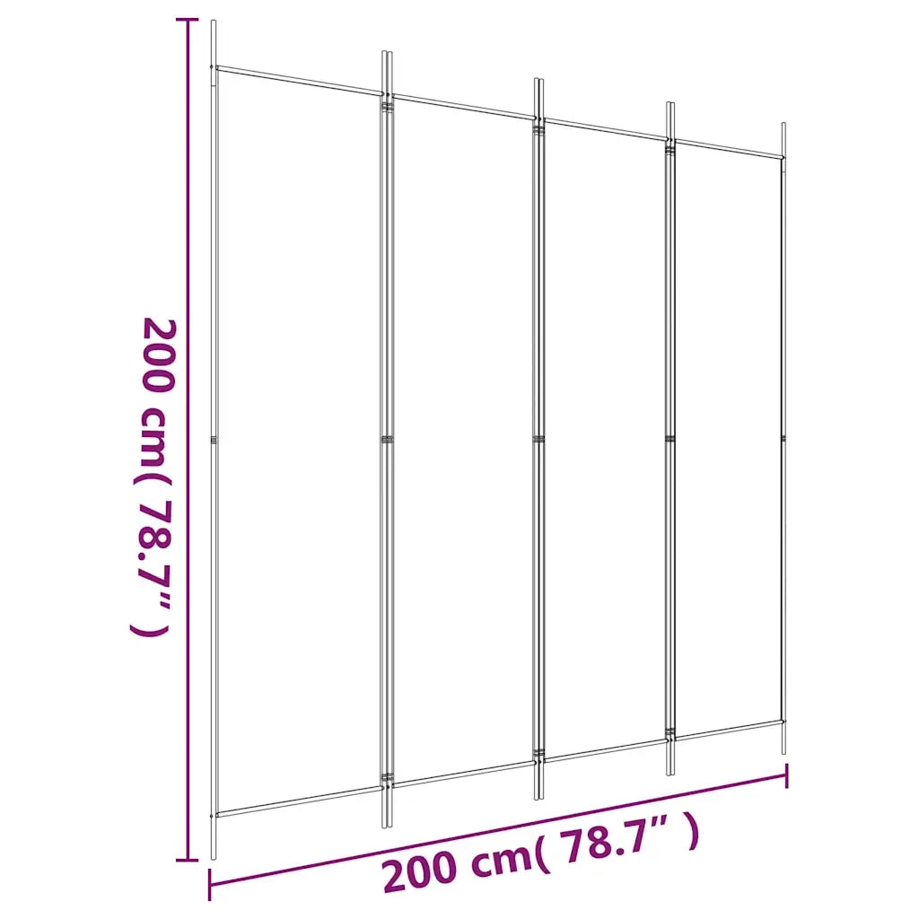 Divisorio Ambienti | Divider per stanze | Paravento a 4 Pannelli Nero 200x200 cm in Tessuto