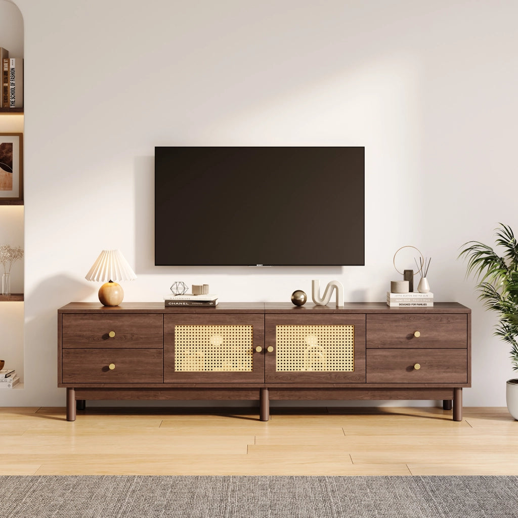 Cassettiera TV marrone in truciolato lunga 180 cm