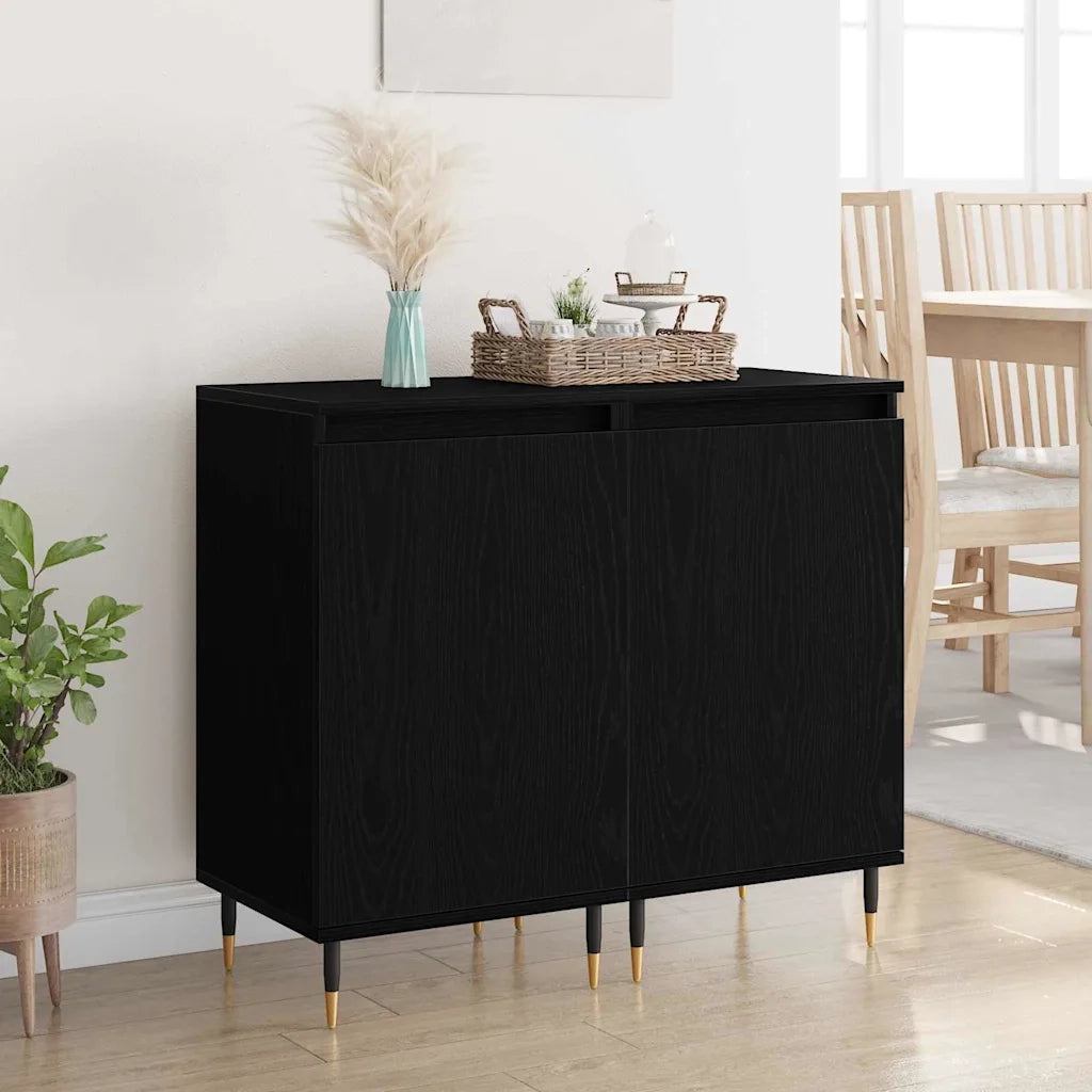 Credenza 2 pz-Set di 2 Buffet-Armadio da cucina Rovere Nero 40 x 35 x 70 cm