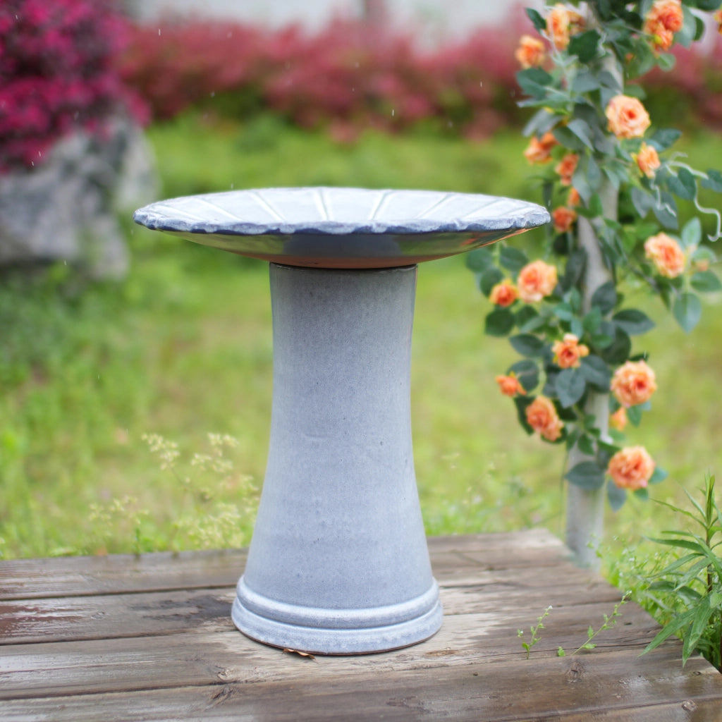 ABBEVERATOIO PER UCCELLI 43 cm Ø x 45 cm Ceramica Blu Grigio