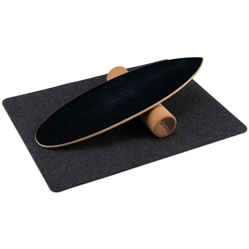 Tavola oscillante realizzata in legno di betulla e sughero, Balance board con rullo e copertura antiscivolo Nero
