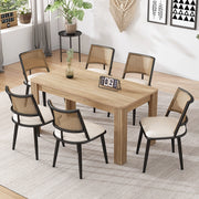 SEDIA da pranzo Set da 6 pezzi Rattan, seduta PU, Nero