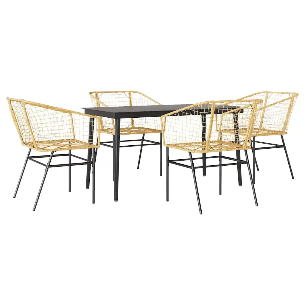 Set da Pranzo da Giardino 5pz Polyrattan Vetro 3334494