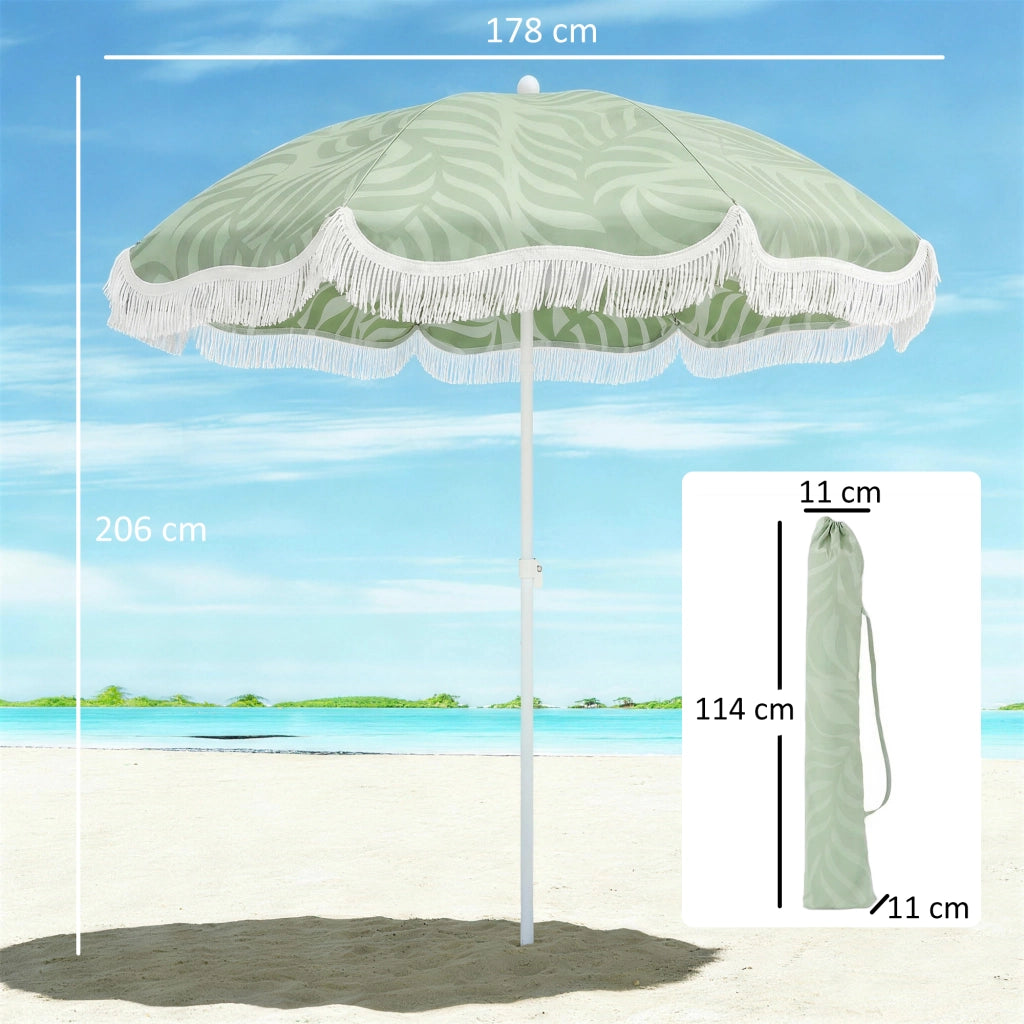 Ombrellone da Giardino con Frange ¨C zephmum ¨C Verde ?180 cm