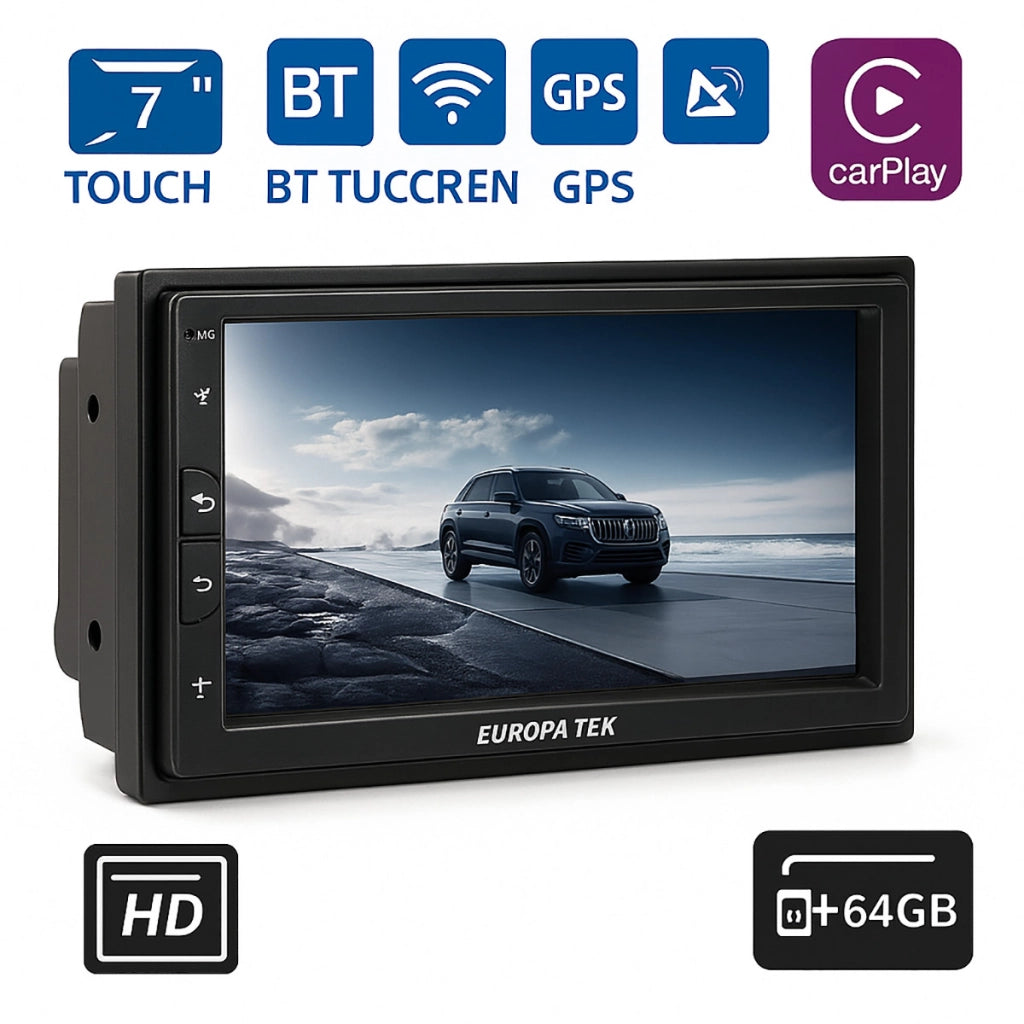 AUTORADIO AUTO ANDROID 7" WIFI GPS BLUETOOTH CARPLAY 4+64GB TOUCH HD CTC-7801N