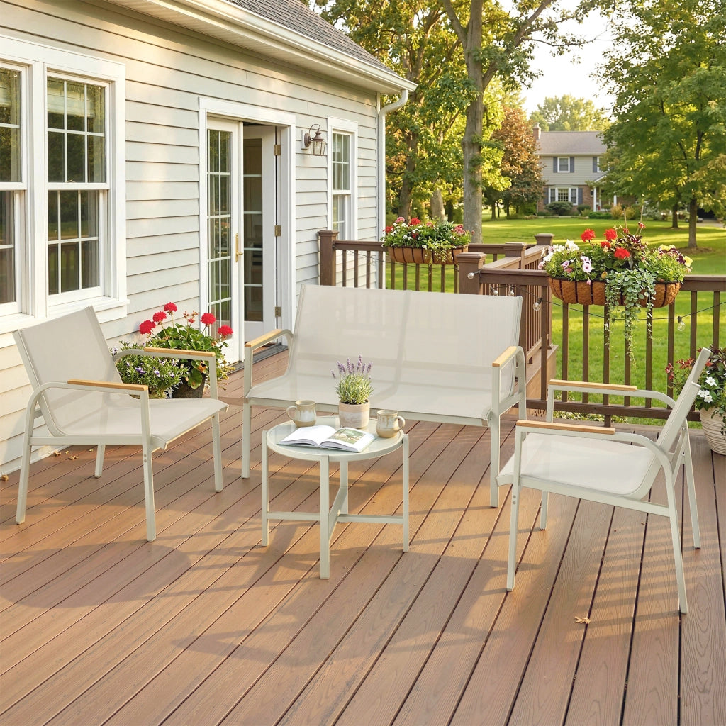 Set Divano da Giardino con Loveseat e 2 Poltrone ¨C Minimal ¨C Verde