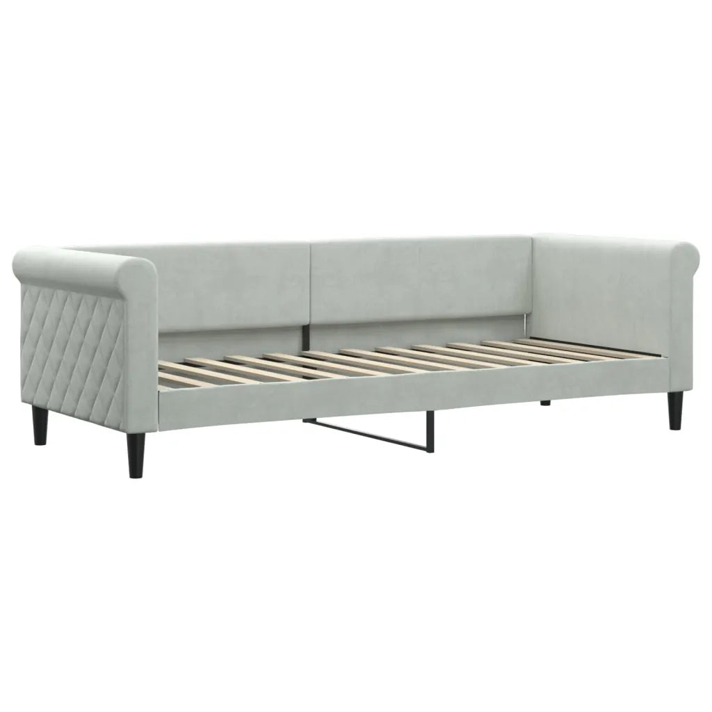 Divano Letto Estraibile Cassetti Grigio Chiaro 80x200cm Velluto 3197836