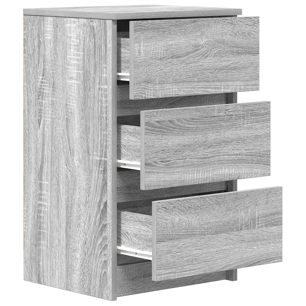 Comodino con 3 Cassetti Grigio Sonoma 39x35x65 cm 861347