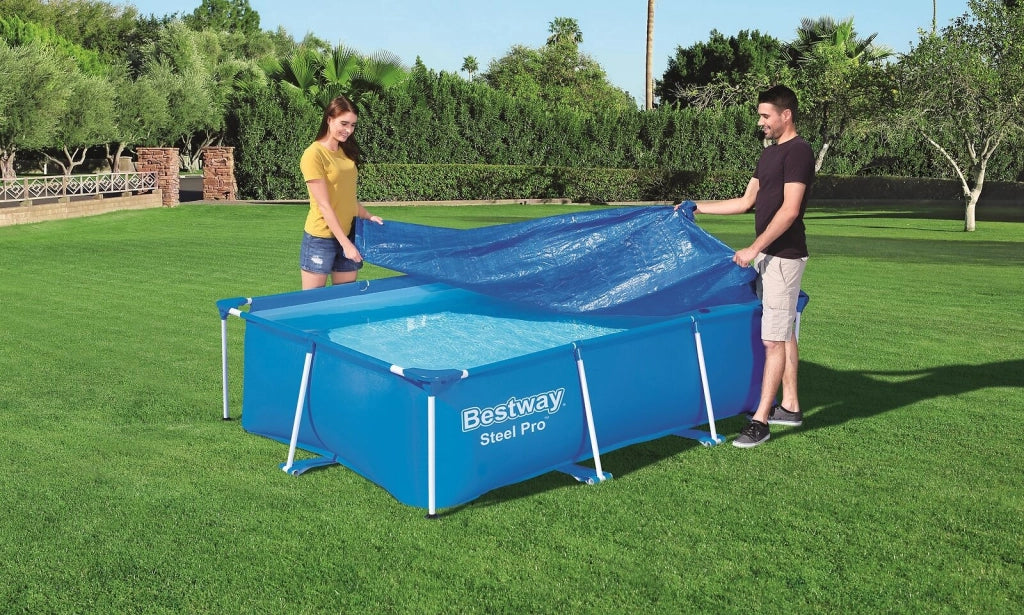 Bestway 58105-19 Steel Pro Telo Copertura Piscina Rettangolare 259x170x61 cm con Fori di Drenaggio colore Blu