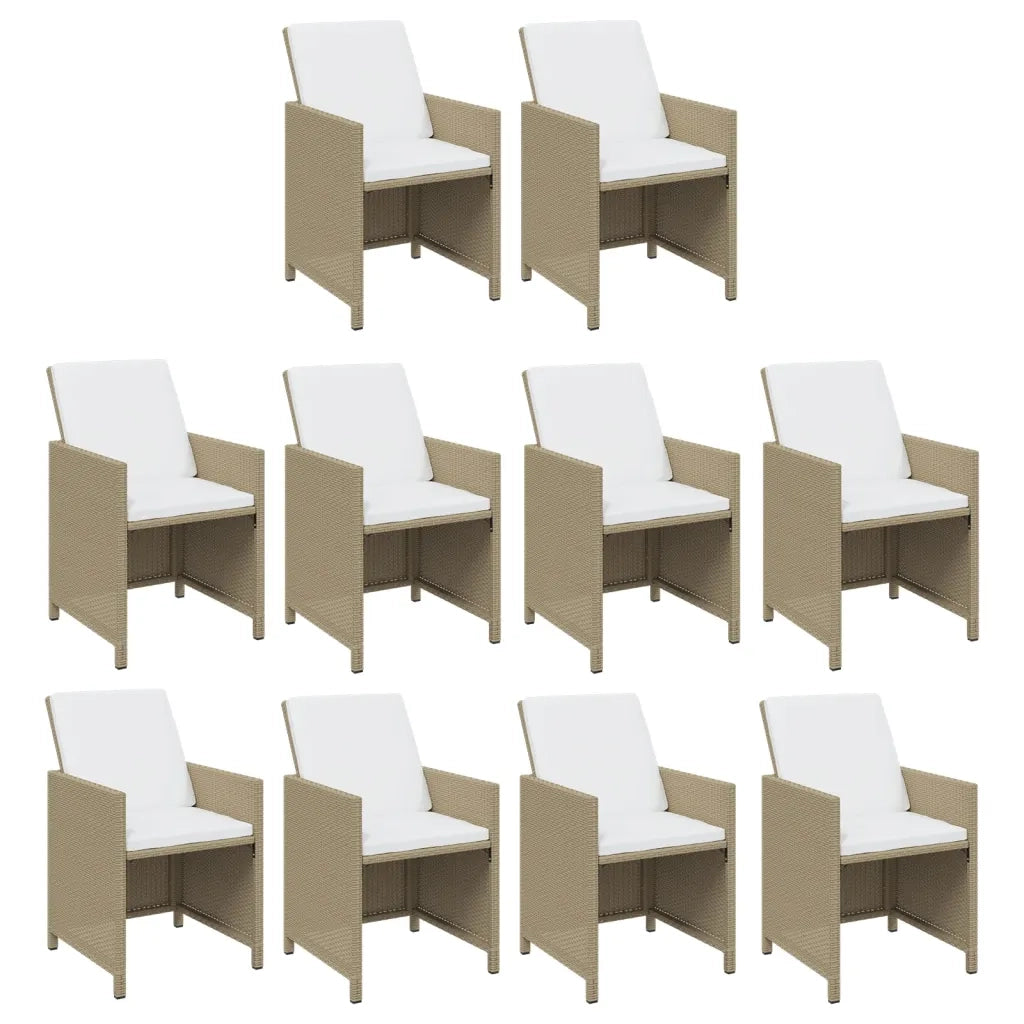 Set da Pranzo da Giardino 11 pz con Cuscini in Polyrattan Beige 3095596