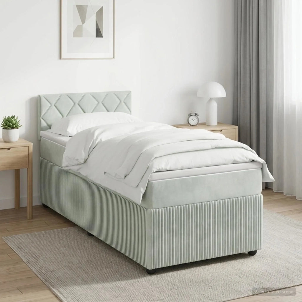 Letto box spring con materasso Grigio Chiaro 80 x 200 cm 3453035