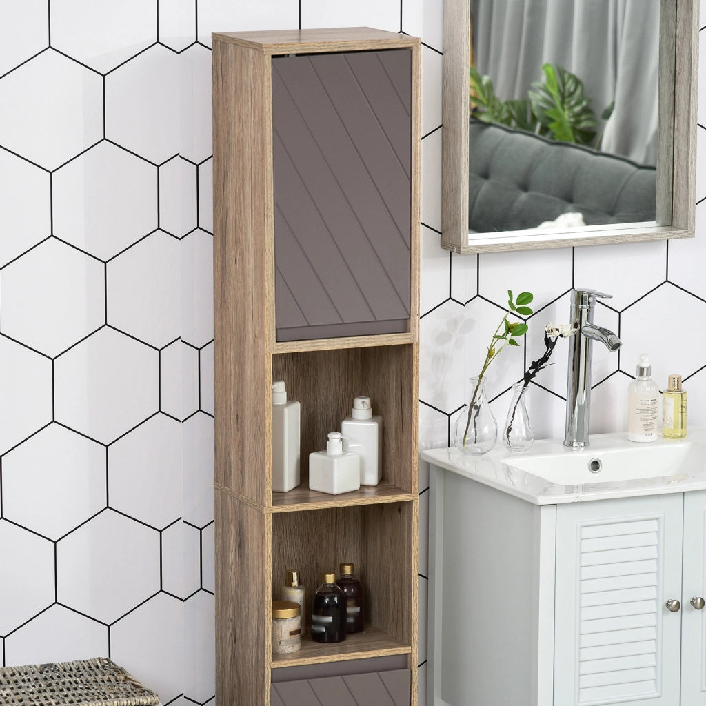 Colonna bagno ¨C Minimal ¨C 2 ante 2 nicchie rovere chiaro grigio 30x24x170