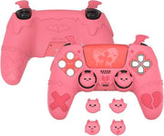 Accessorio per controller PS5 in silicone con maniglie e adesivi - Peach Powder