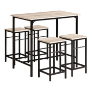Set 5 Pezzi Tavolo con 4 sgabelli Mobile Bar per casa Stile Industriale L100*P60*A87 cm Legno OGT11-N