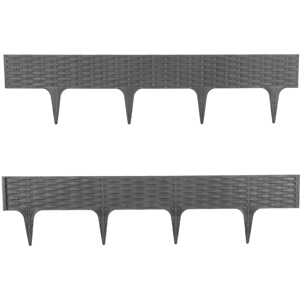 Bordura per prato KADAX, recinzione a palizzata per giardino, recinzione carrabile, grigia, 390 cm, 5 pezzi