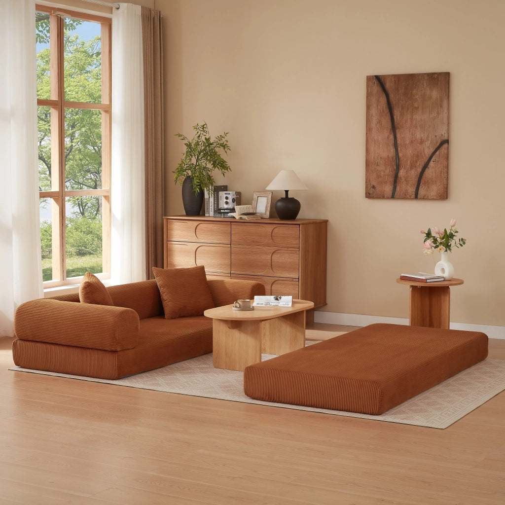 DIVANO LETTO Modulare in velluto Terracotta