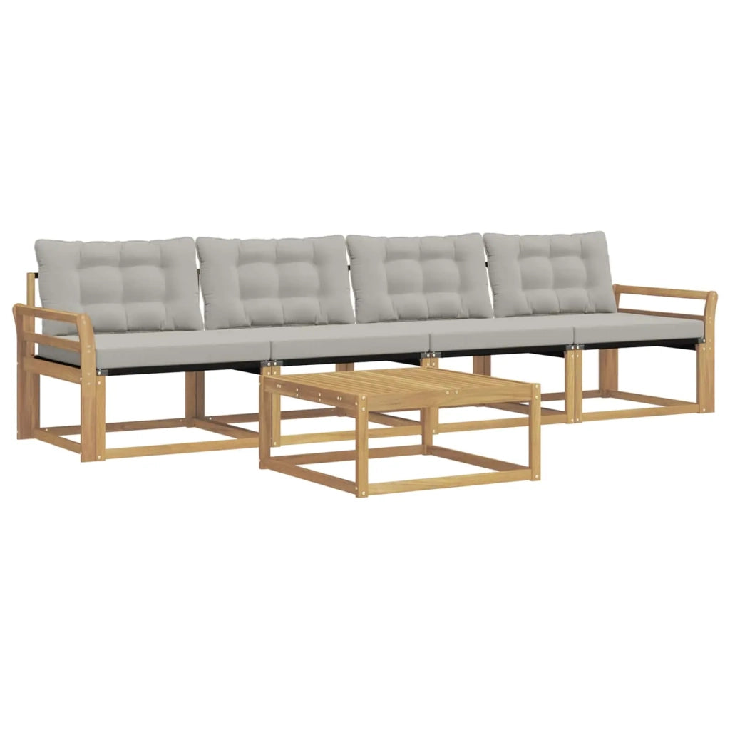 Set di divani da esterno 5 pz Bianco e Grigio Chiaro 3388397