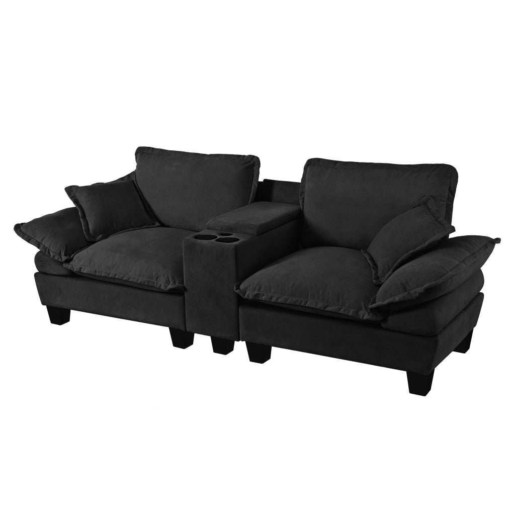 Divano Modulare con Contenitore e Cuscini ¨C MINIMAL ¨C Chenille, Nero