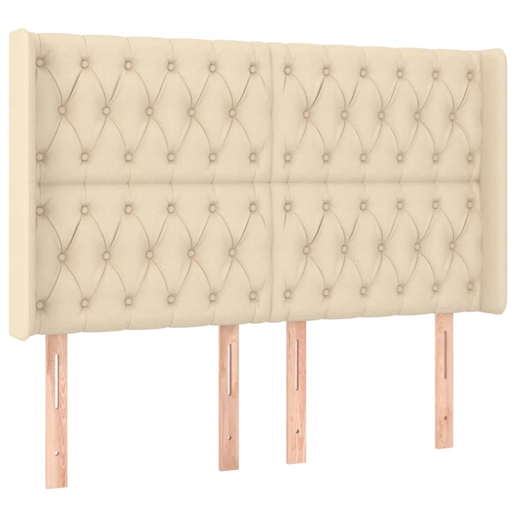 Letto a Molle con Materasso e LED Crema 160x200 cm in Tessuto 3138570