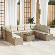 Set Divano da Giardino con cuscino 10 pcs Beige polyrattan