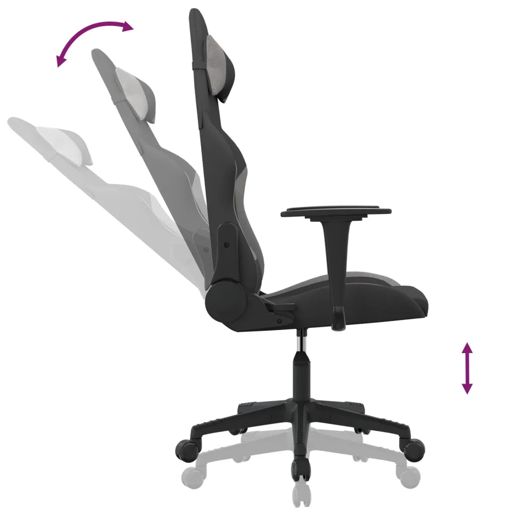 Sedia da Gaming Nero e Grigio Chiaro in Tessuto 345492