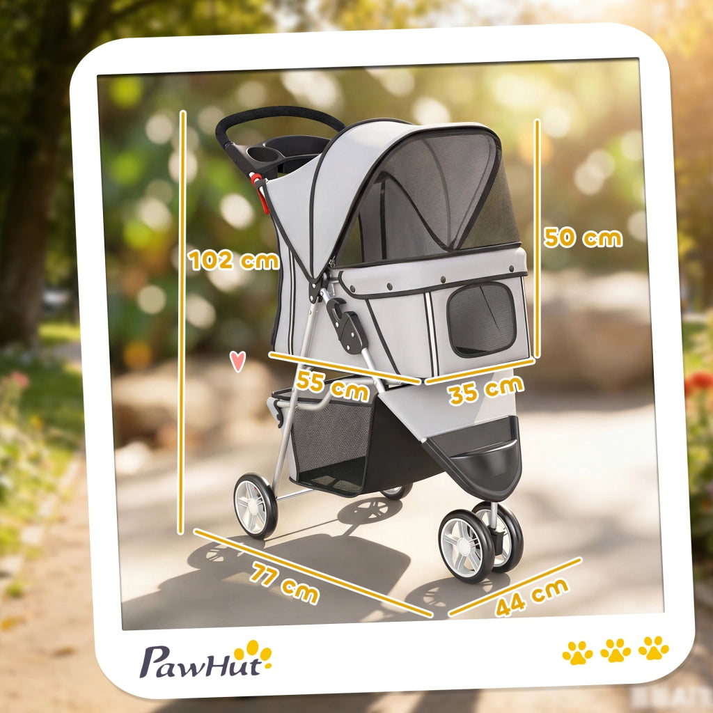 Passeggino per Cani 4 Ruote Pieghevole ¨C Xylo ¨C Grigio 77x44x102cm