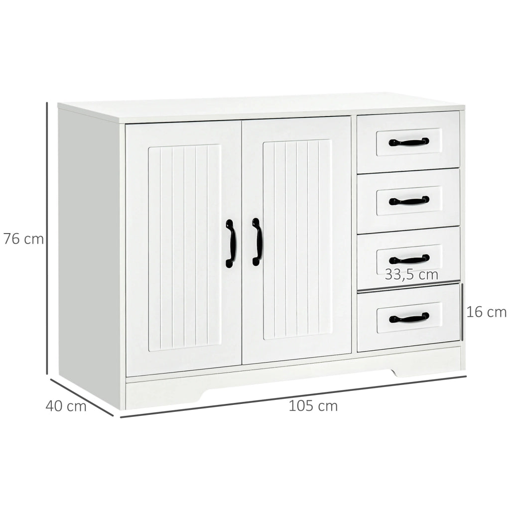 Cassettiera Moderna con 4 Cassetti e Anta ¨C Zephmum ¨C Bianco 105x40x76