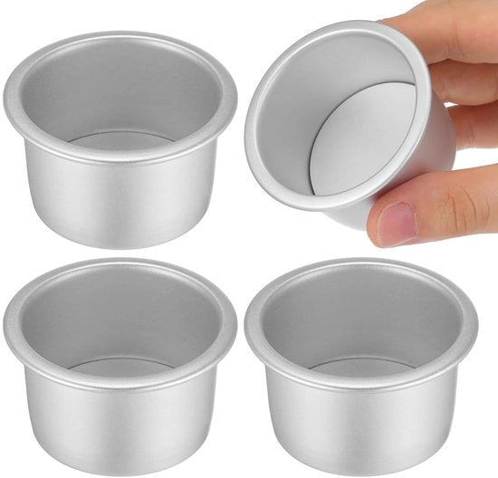 Impasto Mini Ronde Cakevorm Antiaanbaklaag in Alluminio con Fondo Rimovibile, Dimensioni 6,35 cm, Pack da 4 Stuks