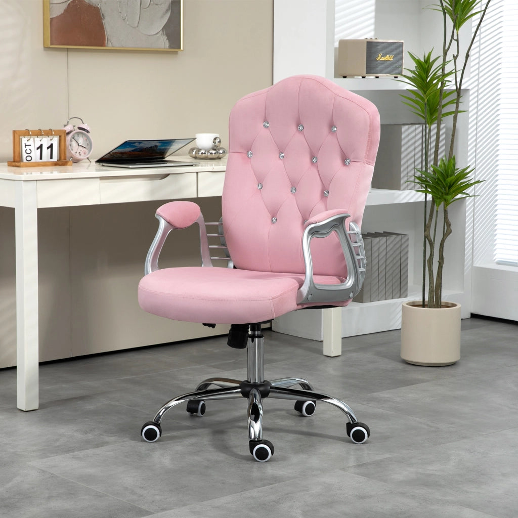 Sedia da ufficio ¨C Minimal ¨C Schienale regolabile altezza variabile velluto rosa