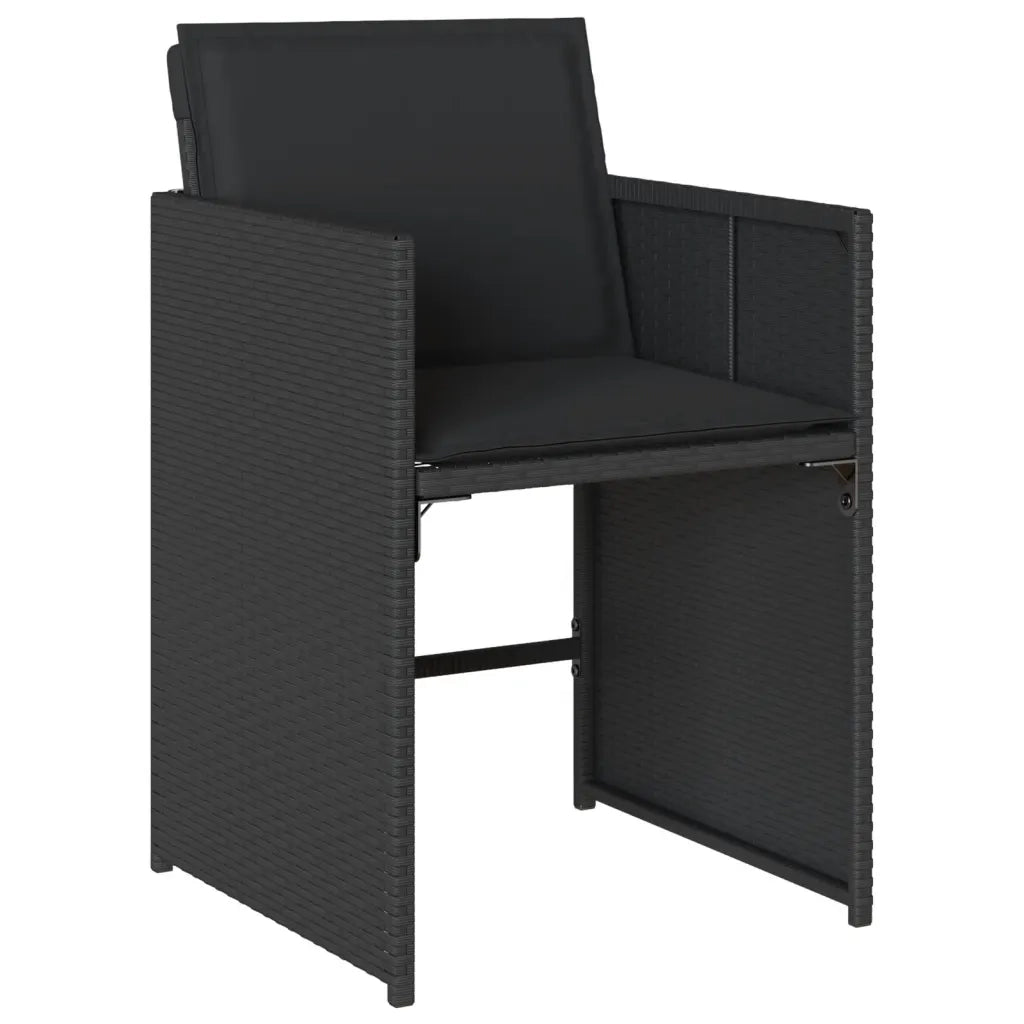 Set da Pranzo da Giardino 13pz con Cuscini Nero in Polyrattan 3277926