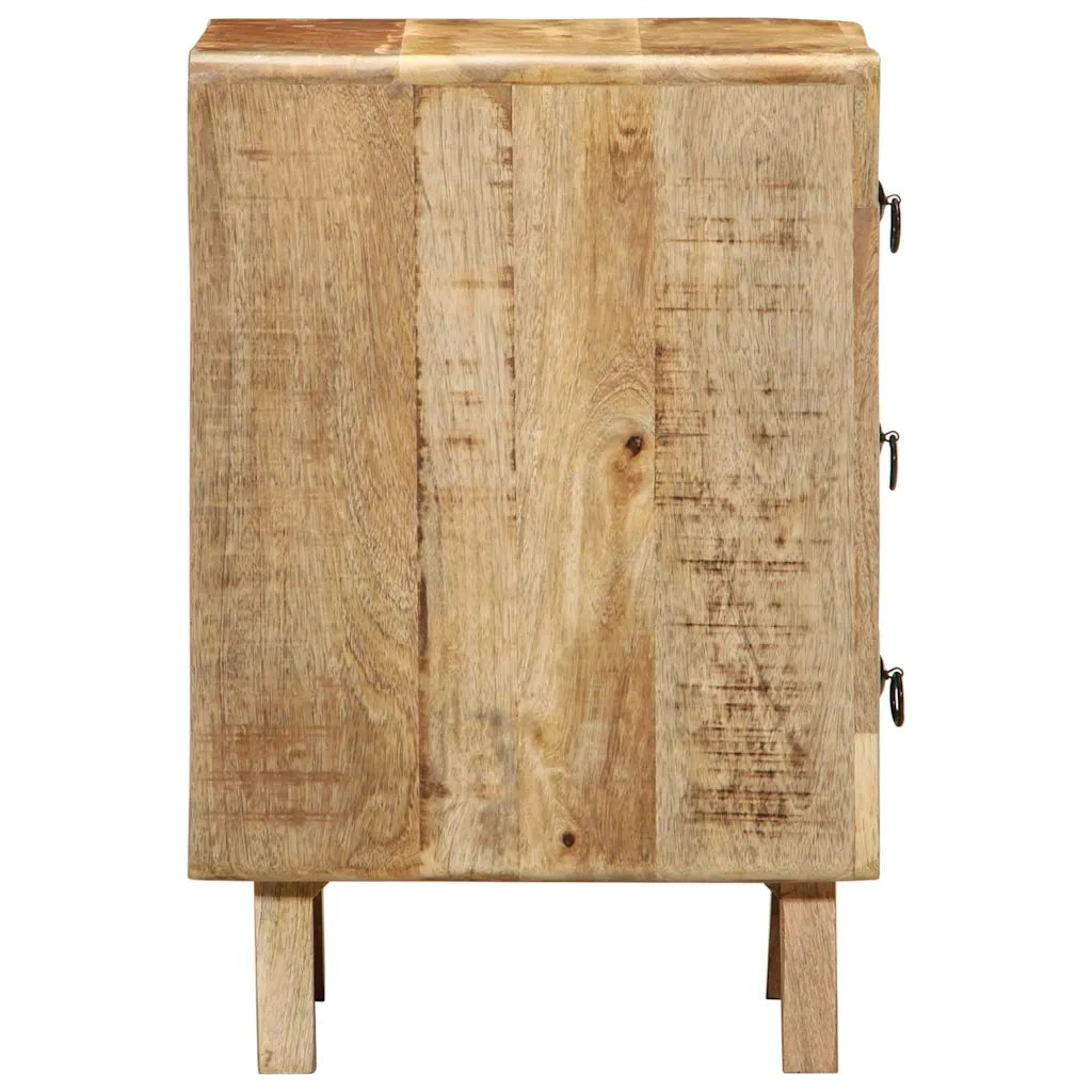 Comodino | Armadio da Notte | Mobiletto da notte 37x32x50 cm in Legno Massello di Mango Grezzo