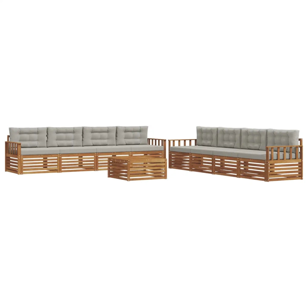 Set di divani da esterno 9 pcs Grigio Naturale e Chiaro 3373211