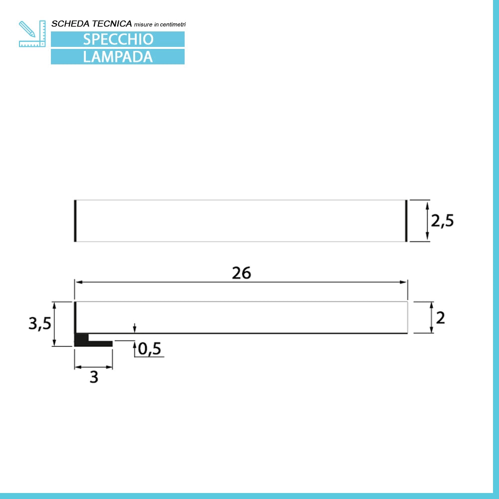 Lampada LED 26 cm cromo per specchio a filo luce naturale 4000K